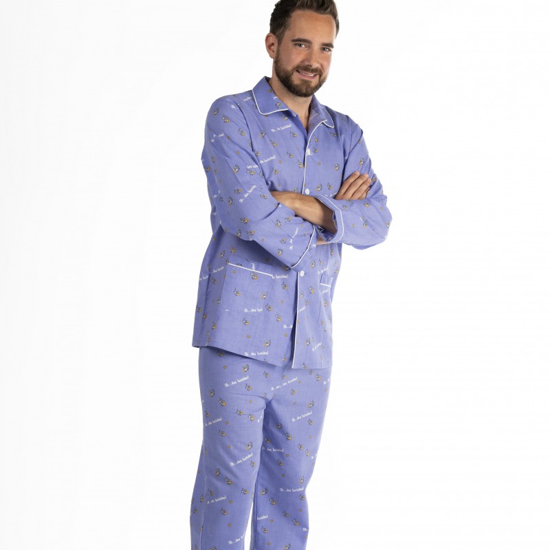 Pyjama long pour homme en popeline 100 % coton LUCIOLES