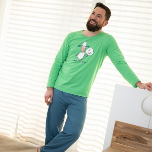 PYJAMA été jersey homme long vert MOUTON