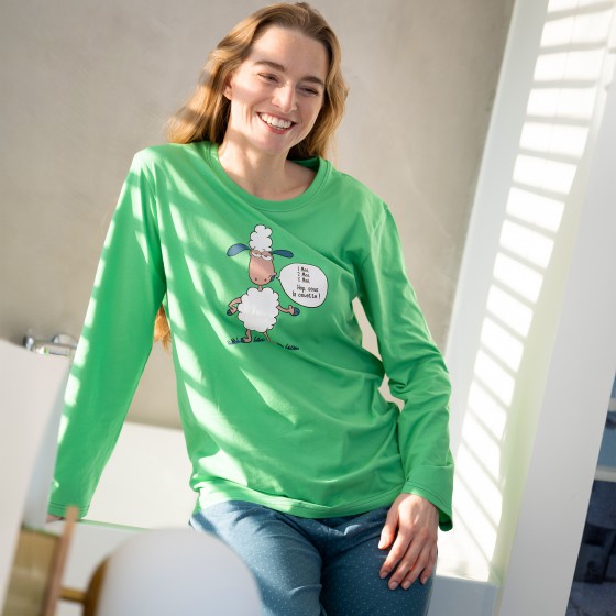 PYJAMA femme long vert MOUTON