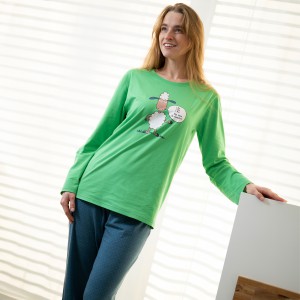 PYJAMA été jersey femme long vert MOUTON