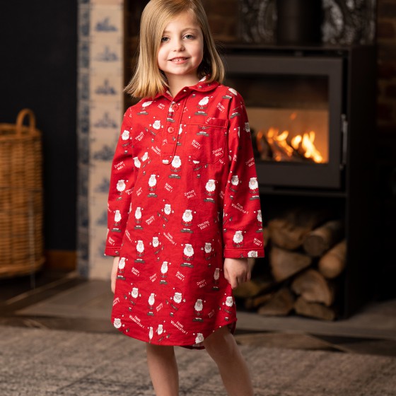 Chemise de nuit flanelle fille  Joyeux Noël