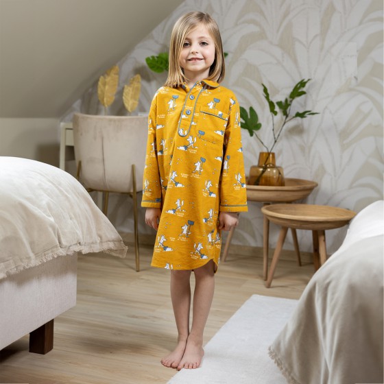 Chemise de nuit flanelle fille Le Renard déneige