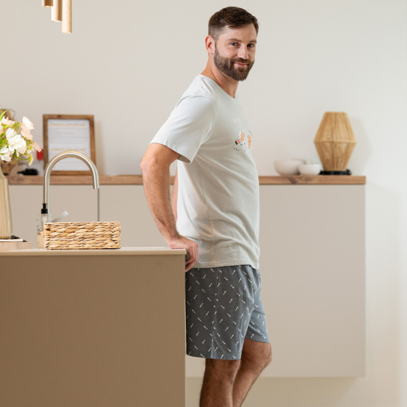 Korte grijze heren pyjama 'GOURMET' in jersey