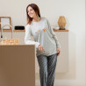 Lange grijze pyjama voor dames 'GOURMET' in jersey