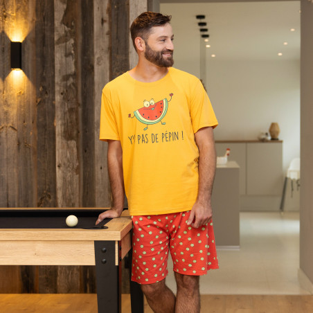 Korte gele zomerpyjama voor heren PEPIN