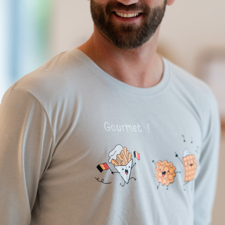 Korte grijze heren pyjama 'GOURMET' in jersey