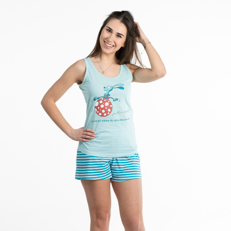 Pyjashort voor vrouwen met SPRINGEND KONIJN