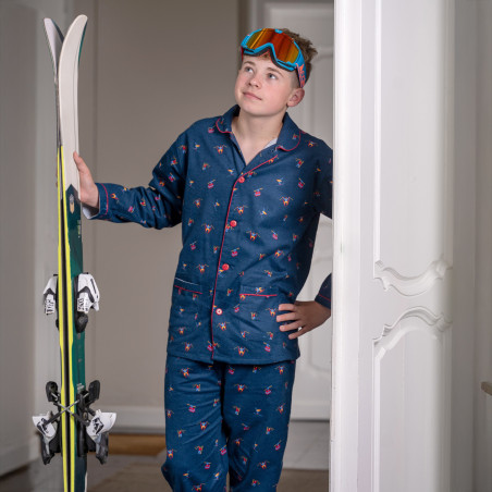 Flanellen pyjama voor kinderen SKIËRS