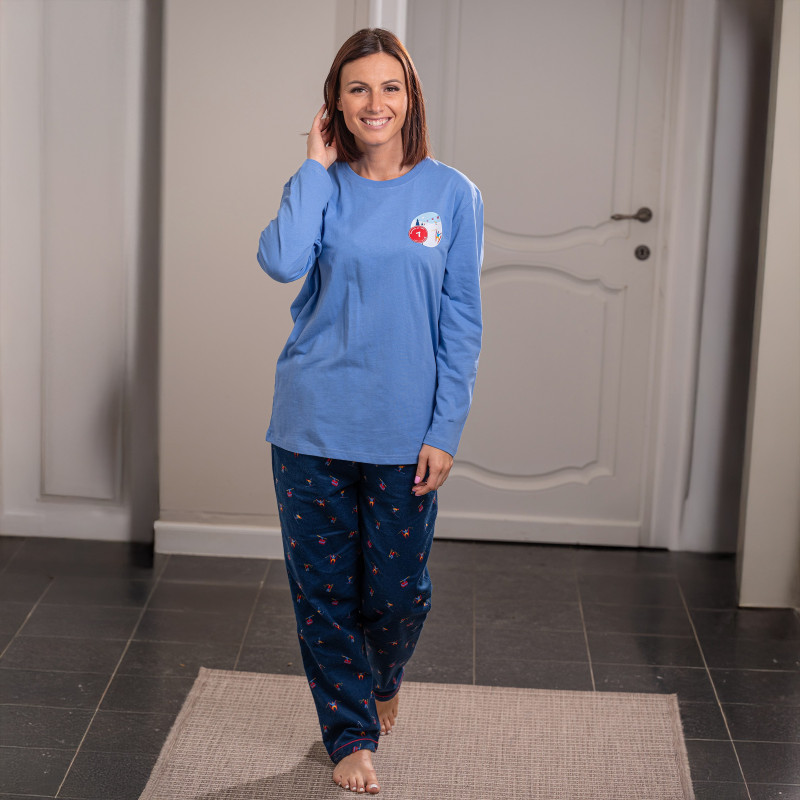 Jersey/flanellen pyjama voor dames SKIERS 2