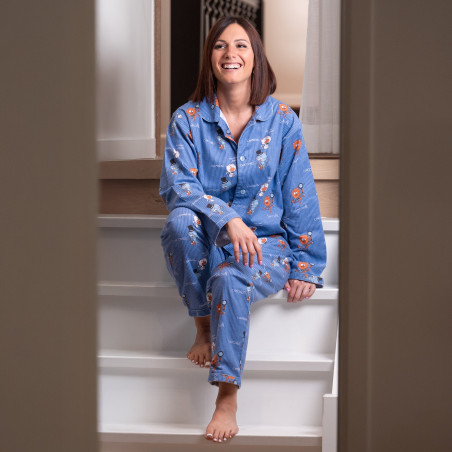 Flanellen pyjama voor dames Chaloupe