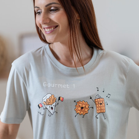 Lange grijze pyjama voor dames 'GOURMET' in jersey