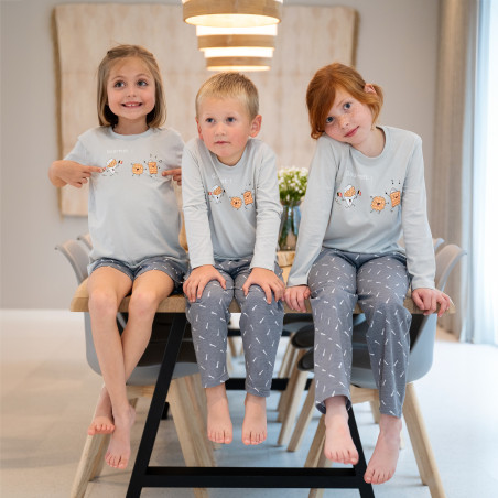 Lange grijze kinderpyjama 'GOURMET' in jersey