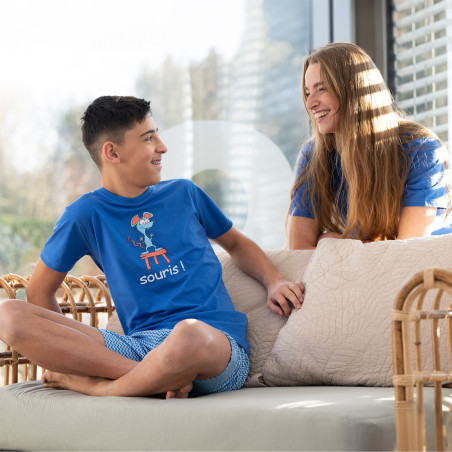 Blauwe pyjashort voor vrouwen MUISJE.