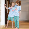 Lange zomerpyjama voor kinderen t-shirt met  korte mouw PERZIK.