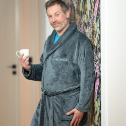 Peignoir bien chaud en polaire pour homme couleur gris clair