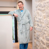 Peignoir bien chaud en polaire pour homme couleur gris clair