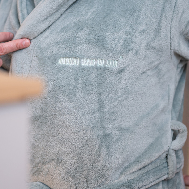 Peignoir bien chaud en polaire pour homme couleur gris clair